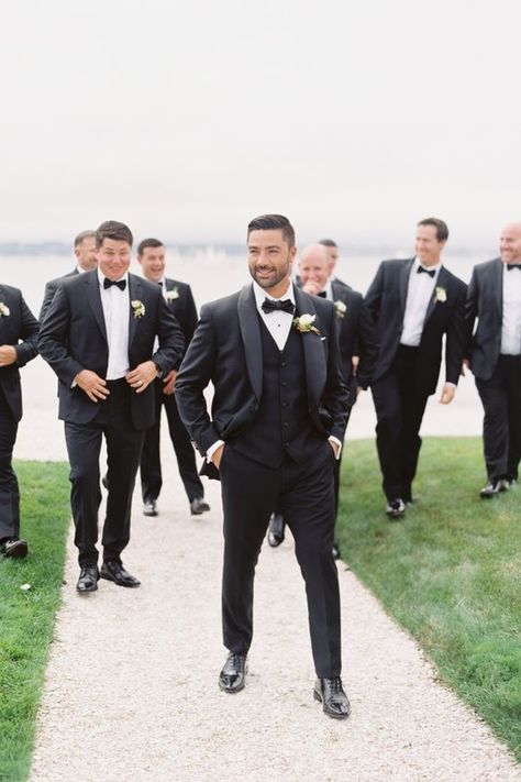 Groomsmen Attire Black Tuxedos, Black Tuxedo Groom And Groomsmen, Black Groomsmen Tuxedos, Black Tux With Vest, Groom And Groomsmen Attire Black Tuxedos, Tux Groom And Groomsmen, Black Tux Wedding Groomsmen, Groom Suit Black Tuxedos, Groom In Tux Groomsmen In Suits