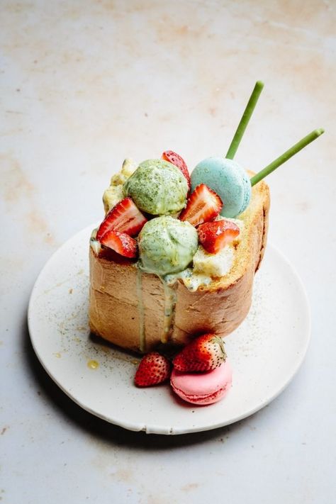 Sweet And Sour Shrimp, Brick Toast, Matcha Dessert, Japanese Desserts, Matcha Ice Cream, Honey Toast, Savory Food, Elegant Desserts, Japanese Dessert