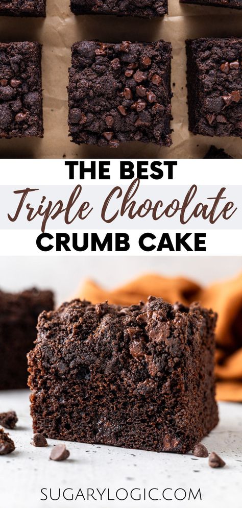 Double Chocolate Desserts, Chocolate Streusel Cake, Chocolate Crumble Cake, Chocolate Crumble Muffins, Chocolate Streusel Topping, Soft Dessert Recipes, Chocolate Crumble Topping, Chocolate Crunch Topping, Chocolate Crumb Cake Recipe