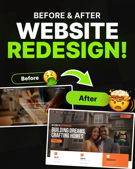 Before/ after Website redesign for a Construction company Ux Design, Website Ui, Digital Revolution, Website Redesign, A Nightmare, Construction Company, Blow Your Mind, Media Design, Design Reference