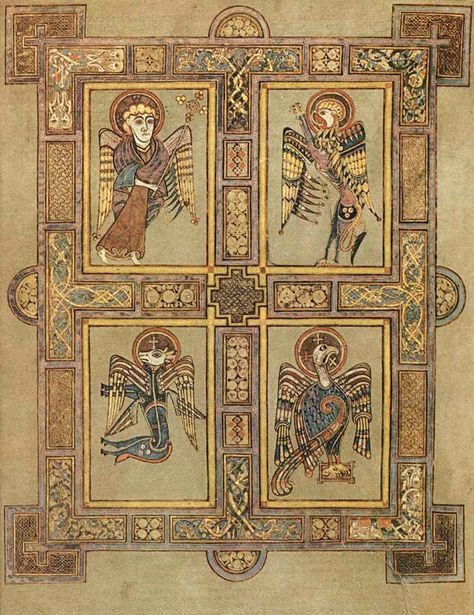 The Book Of Kells, Four Gospels, Book Of Kells, Medieval Manuscript, Illuminated Letters, Celtic Art, Medieval History, Old Book, Celtic Designs