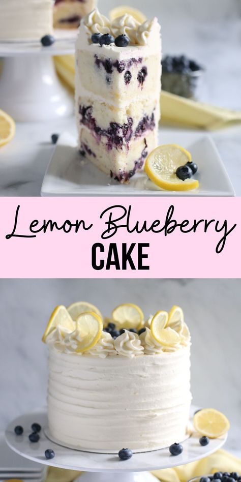 Fluffy Lemon Cake, Lemon Blueberry Cake, Cake Light, Blueberry Cake Recipes, Lemon Cream Cheese Frosting, Summer Cake, Lemon Cream Cheese, Blueberry Lemon Cake, Lemon Cake Recipe