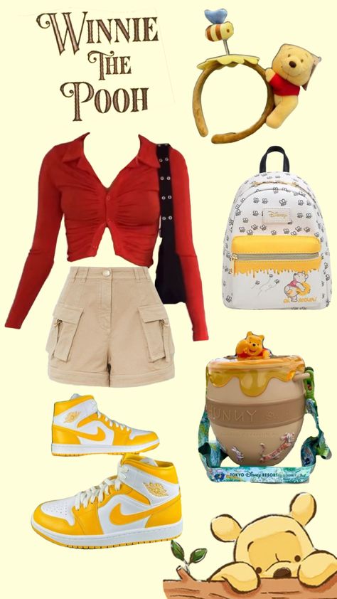 #outfitinspo #winniethepooh Winnie The Pooh Outfit For Women, Winnie The Pooh Inspired Outfits, Pooh Outfits, Winnie The Pooh Outfit, Asb Ideas, 33 Birthday, Disneyland Parks, Disney Bound Outfits Casual, Winnie The Pooh Halloween