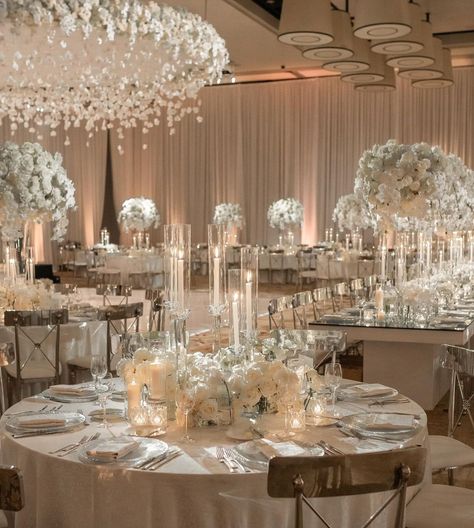 All Posts • Instagram Elegant Wedding Theme Color Schemes, Huppah Wedding Indoor, All White Wedding Theme, Elegant Wedding Theme Classy, Classic Romantic Wedding Theme, Romantic Elegant Wedding Theme, Wedding Centre Piece Ideas, Classy Wedding Colors, White Champagne Wedding