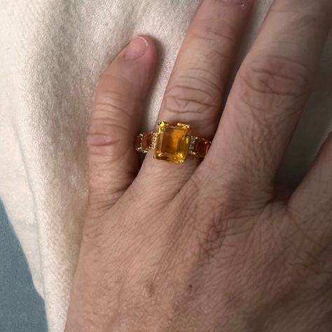 Brand New Citrine Ring Set In 18 Real Yellow Gold Size 7 ( Ring Is Resizable) Has Real Diamonds On The Sides Citrine Is A Money, Luck And Success Stone Colorful Engagement Rings, Dreamy Rings, Citrine Engagement Ring, Citrine Ring Engagement, Yellow Gold Color, Yellow Engagement Rings, 7 Ring, Colored Engagement Rings, Orange Wedding