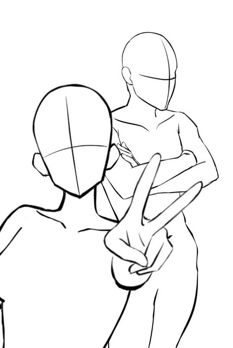 Two People Making Heart With Hands, Drawing Body Poses Trio, Free To Use Base Drawing Anime, Ibis Paint Body Base, Person On Phone Drawing Reference, Free Base Body Draw, Art Collab Template 2 People, Selfie Base Drawing, Free Character Base