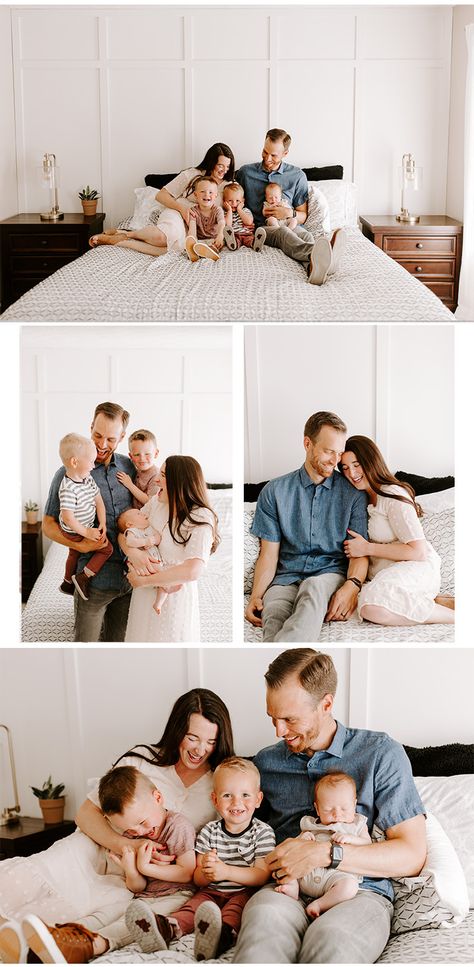 family photo shoot wardrobe inspiration, at-home family lifestyle, family of five, three boys under four, how to dress your family for photo shoot, home decor inspiration, white panel wall, must-have family photos, newborn photography, Tessa Tillett Robbins Photography Family Pictures Home Session, Family Pics Inside Home, Lifestyle Family Shoot At Home, Nb Family Photos, Healthy Family Photos, In Home Family Of 3 Photo Shoot, Family Photo Bedroom, In Home Pictures Family Photos, Big Family Lifestyle Photography