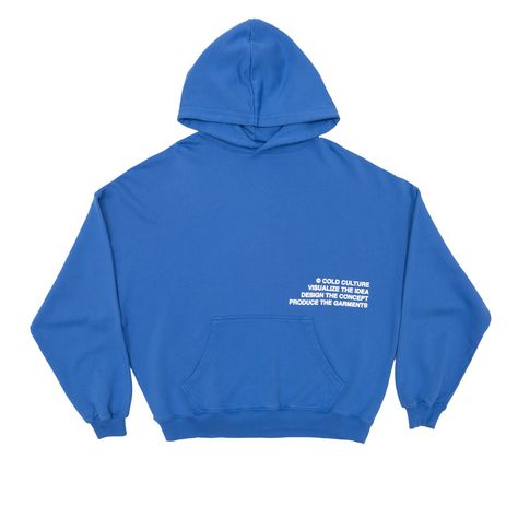 For an oversize fit choose one size above yours. Boxy fit hoodie. 100% cotton. 400 g/m² French Terry. Saphire Blue color. Logo and graphics screen printed on the front. Cold Culture label included. Male (190cm, 6'3"): L Female (174cm, 5'9"): L - National Shipping 24-48H (Spain / Portugal) - CORREOS EXPRESS - European Shipping 48-72H - FEDEX - International Shipping 5-7 working days - FEDEX Zip Up Graphic Hoodie, Text Me When You Get Home Hoodie, Cold Culture Hoodie, Aura Clothing, Boxy Fit Hoodie, Royal Blue Hoodie, Famous Clothing Brands, Hoodie Colors, Vintage Shirt Design