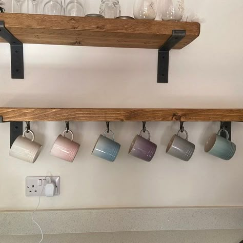 Coat Hanger Shelf, Cast Iron Hanging, Hanging Mugs, Mug Storage, Black Hangers, Kitchen Cups, Kitchen Hooks, Mug Display, Coffee Cup Holder