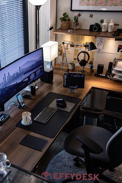 Desk Ergonomics, Reka Bentuk Bilik Tidur, Bilik Permainan, Rumah Moden, Hiasan Dalaman Rumah, Bilik Idaman, Computer Desk Setup, Home Studio Setup, Desktop Setup