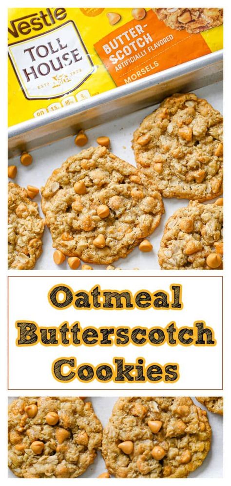 Butterscotch Oatmeal Cookies, Cookies For Fall, Butterscotch Oatmeal, Butterscotch Cookies Recipes, Oatmeal Butterscotch, Butterscotch Chip Cookies, Oatmeal Scotchies, Butterscotch Recipes, Oatmeal Butterscotch Cookies