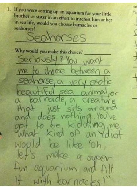 Funny test answers- I love this!! This kid is the future of sarcasm!! Awesome!! Kids Test Answers, Funny Test Answers, Things Kids Say, Funny Test, Have A Laugh, School Humor, E Card, Funny Humor, What’s Going On