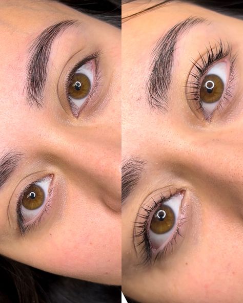 Before and after lash list and tint #lashlift #naturallashes Lash Lift Inspiration, Tinted Lashes Before And After, Lash Lifts And Tint, Natural Lash Lift And Tint, Lash Lift Natural, Eyelashes Before And After, Lash Lift Short Lashes, Lash Perm Before And After, Lash Tint Before And After