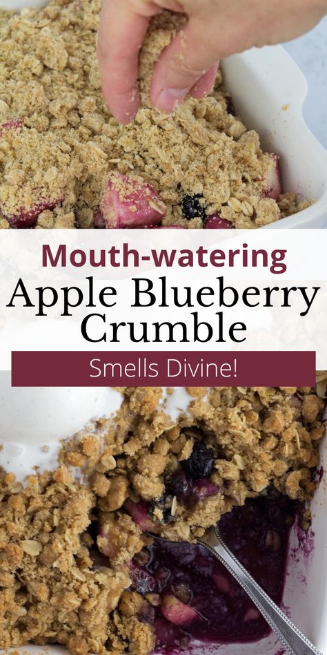 Bumble Berry Crisp, Apple And Blueberry Crisp, Apple Blueberry Dessert, Apple Blueberry Crisp Recipe With Oats, Apple And Blueberry Recipes, Blueberry Apple Crisp, Apple Blueberry Crisp, Apple Blueberry Crumble, Blueberry Crumble Recipes