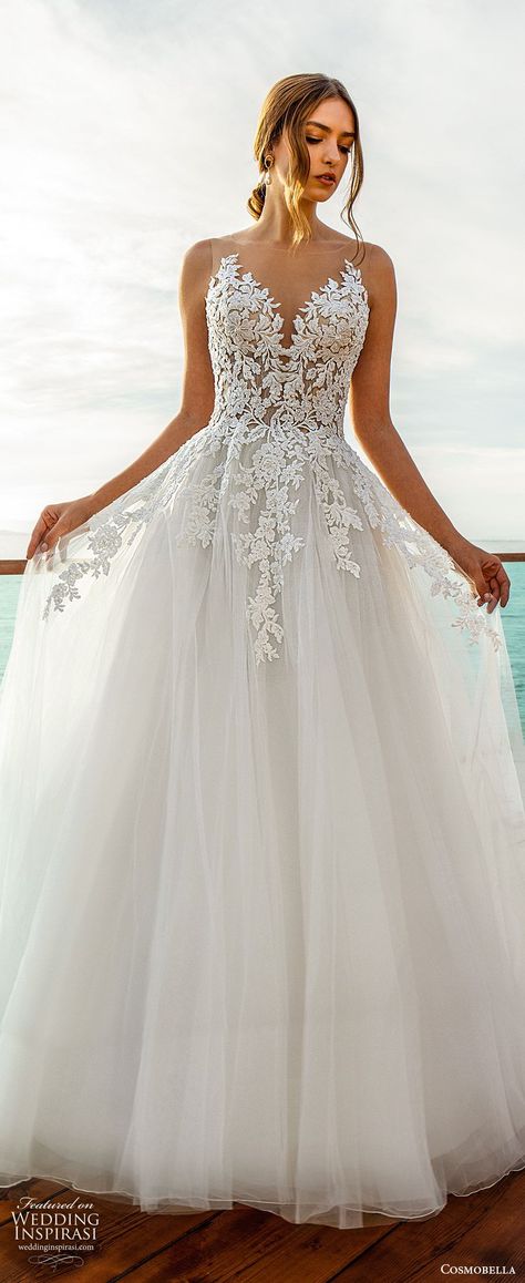 Gaun Tulle, Romantic Princess, Dress 15, 2020 Wedding Dresses, Bride Fashion, Cute Wedding Dress, White Wedding Dress, Top Wedding Dresses, Chapel Train