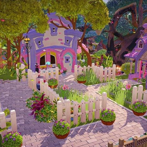 Disney Dreamlight Valley Neighborhood Ideas, Disney Dreamlight Valley Mini Casita, Dreamlight Valley Aesthetic, Disney Dreamlight Valley Aesthetic, Disney Dream Light Valley Plaza Ideas, Dreamlight Valley Daisy House, Disney Dreamlight Valley Ideas Simple, Dreamlight Valley Peaceful Meadow Ideas, Dreamlight Valley Cottagecore