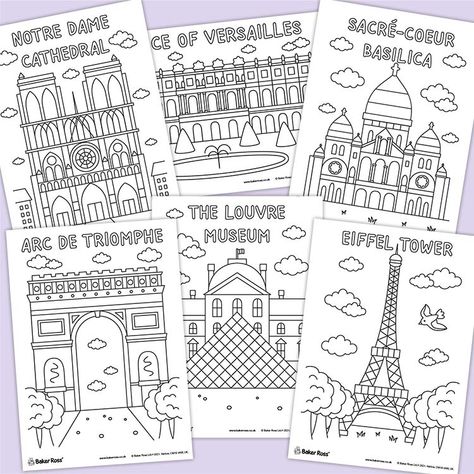 France Dot Marker Pages, French Coloring Pages, France Art Projects For Kids, Paris Crafts For Kids, Country Worksheet, Paris Craft, France Craft, French Landmarks, History Printables