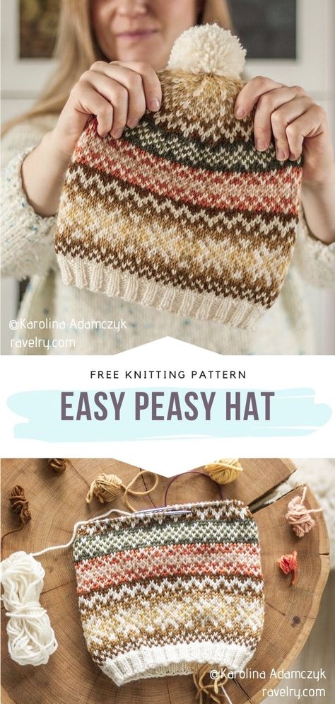 Free Knitting Pattern Hat For Women, Knit Hat Fair Isle, Worsted Weight Hat Knitting Pattern, Fall Hat Knitting Pattern, Worsted Weight Hat Pattern, Colorwork Beanie Pattern, Worsted Weight Knit Hat Pattern, Colorwork Knit Hat Pattern Free, Knitted Fair Isle Hat Patterns Free