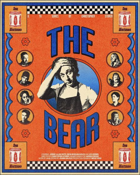 The Bear Poster, The Bear Tv Show, Alice Movie, Frat Party, Bear Poster, Vintage Poster Design, Dorm Posters, Dark Comedy, Family Dynamics