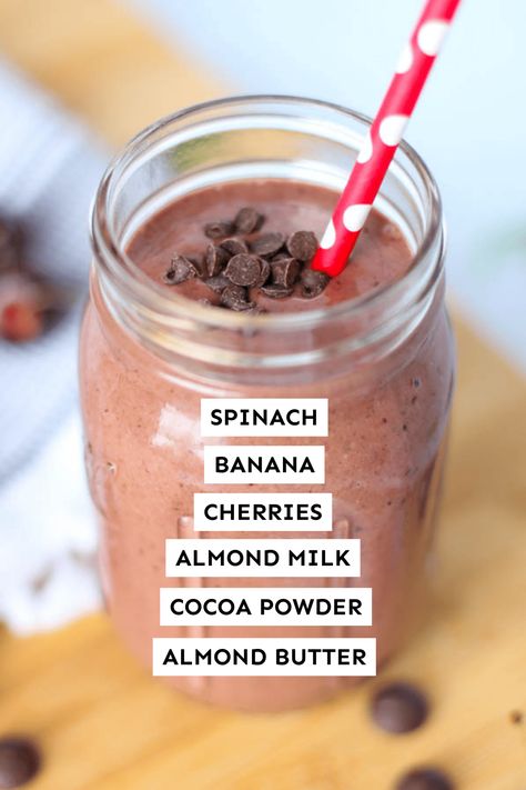 Cherry Chocolate Smoothie, Chocolate Breakfast Recipes, Cherry Smoothie Recipes, Make Ahead Smoothies, Nutrient Dense Smoothie, Freezer Smoothie Packs, Freezer Smoothies, Unflavored Protein Powder, Zucchini Chocolate Chip Muffins