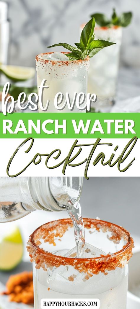 This texas ranch water cocktail recipe is a delicious thirst quenching drink made with topo chico, mexican mineral water, and tequila. Add a squeeze of lime and you've got a tasty, easy cocktail with under 3 ingredients. Texas Ranch Water Cocktail, Topo Chico Ranch Water, Ranch Water Recipe Topo Chico, Mexican Happy Hour, Ranch Water Cocktail Recipe, Tequila Recipes Drink, Topo Chico Drinks Recipes, Easy Cocktail Recipes 3 Ingredients, Chicos Recipe