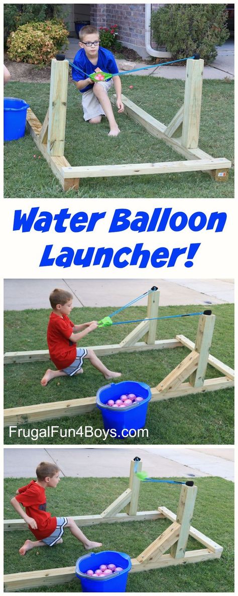 Build a simple water balloon launcher than sends balloons flying 300 ft.! This is a one man launcher that kids of all ages can easily shoot. Water Balloon Launcher, Water Games, Backyard Games, Water Balloons, Birthday Games, Backyard Fun, Outdoor Games, Fall Festival, Outdoor Kids