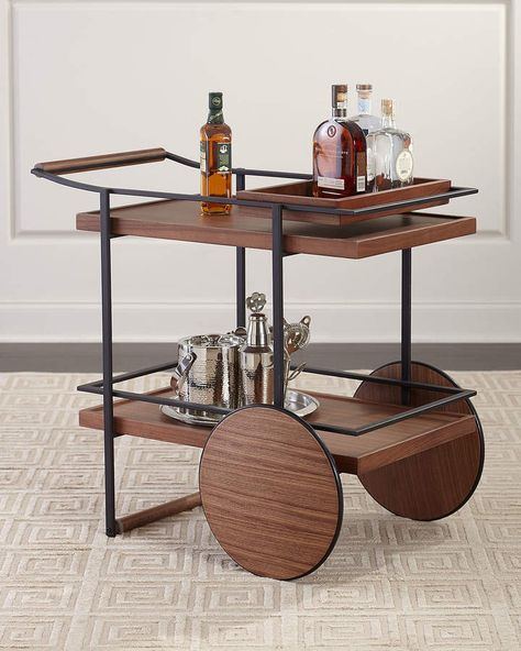 Stellar Works James Bar Cart Food Trolley, Wood Bar Cart, Modern Bar Cart, Bar Trolley, Stellar Works, Coffee Carts, The James, Steel Furniture, Home Room Design