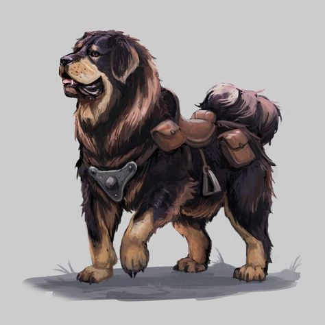 Giant Dog Fantasy Art, Dnd Mastiff, Dnd Dog Art, Fantasy Dog Creature, Dnd Blink Dog, Dog Warrior Fantasy Art, Dog Dnd Character, Fantasy Pet Concept Art, Dungeons And Doggies