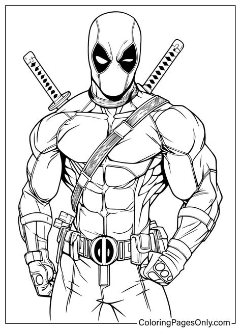 Deadpool Tattoo Stencil, Deadpool And Wolverine Coloring Pages, Coloring Pages For Boys Free Printable, Deadpool Outline, Marvel Coloring Pages Free Printable, Coloring Pages Marvel, Deadpool Coloring Pages, Coloring Sheets For Boys, Deadpool Sketch