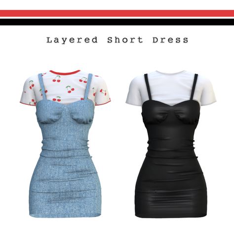 Euno Sims, Layered Short Dress, Clothes Cc, Sims 4 Cc Kids Clothing, The Sims 4 Pc, Layered Short, The Sims 4 Packs, Sims 4 Body Mods, Sims 4 Cc Skin