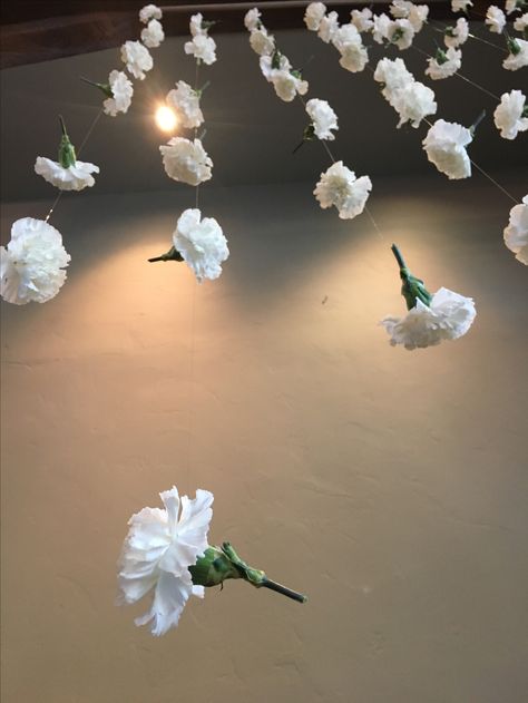 Floating wall of flowers by Occasions by Emily Wall Of Flowers, Cascading Flowers, Floating Flowers, Hanging Flowers, Floating Wall, Flower Garlands, Faux Flowers, Flower Wall, White Roses