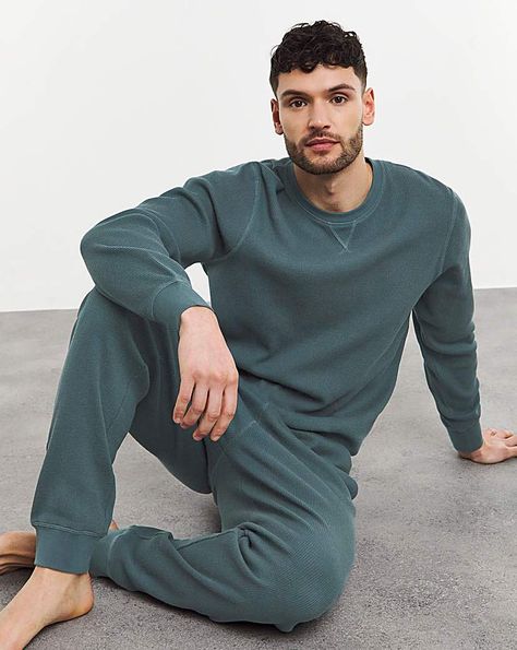 The Jacamo Waffle Lounge Sweatshirt in Blue- Pair with the Jacamo Waffle Jogger for the perfect matching set. Jacamo Steals,Jacamo,Regular,Men,Sale,Christmas - Nightwear,Fathers Day,Jacamo Promo,Jacamo Promo2 Men’s Loungewear, Men Matching Set, Night Dress For Men, Mens Pyjamas, Men Nightwear, Mens Nightwear, Pajamas Gift, Christmas Nightwear, Mens Loungewear