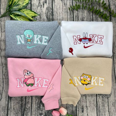 Embroidered Sweatshirt – Cute Thread Princesa Tiana, Mr Krabs, Spongebob Patrick, Friends Sweatshirt, Patrick Star, Matching Sweaters, Cartoon Gift, First Anniversary Gifts, Cartoon Embroidery