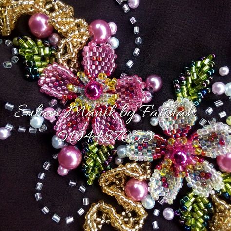 Manik bunga 3D Sakura Beads 3D Beading Embroidery  Sulam manik by Fatihah Sulam Manik, 3d Beading, Beading Embroidery, Embroidery Beads, Beaded Embroidery, Gemstone Earrings, Party Wear, Beading, Embroidery Designs