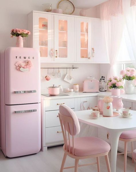 Pink House Interior, Pink Living Room Decor, Cocina Shabby Chic, Deco Pastel, Pastel Kitchen, Living Room Decor Neutral, Deco Rose, Dream Kitchens Design, Pink Living Room