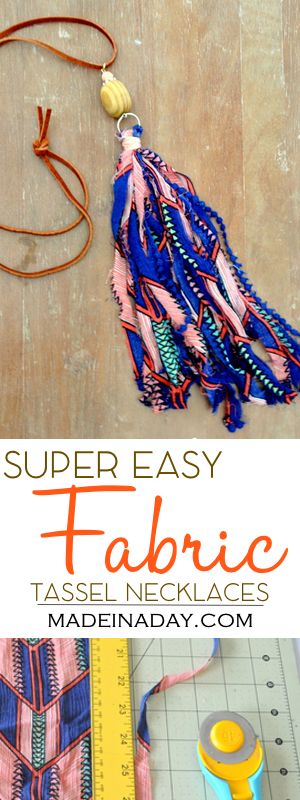 DIY Fabric Tassel Necklaces, fabric & ribbon tassel necklaces, easy jewelry DIY, ribbon tassel, shabby boho tassel, bohemian tassel jewelry, see the tutorial on madeinaday.com Diy Ribbon Tassel, Easy Jewelry Diy, Diy Tassel Necklace, Ribbon Tassel, Boho Jewelry Diy, Tassel Necklace Boho, Diy Jewelry Holder, Diy Collier, Easy Jewelry