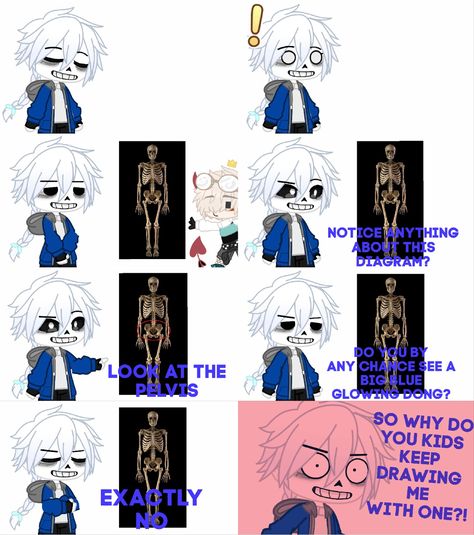 You’re not funny or cool if you draw that stuff, you’re just ruining a perfectly good game. Some of the stuff I’ve seen haunts my dreams at night 😳 also I think the image of a skeleton in the comic is a woman… Skeleton Base Drawing Undertale, Gacha Skeleton, Undertale Skeleton Oc Base, Deltarune Funny, Au Memes, Funny Undertale, Stay Determined, Base Drawing, Sans Aus