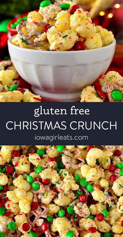 Christmas Crunch - The Ultimate Holiday Treat! Holiday Snack Mix Ideas, Snack Mix Ideas, Gluten Free Christmas Treats, Gluten Free Christmas Desserts, Christmas Snack Mix, Christmas Crunch, Gluten Free Christmas Cookies, Holiday Snack, Gluten Free Pretzels