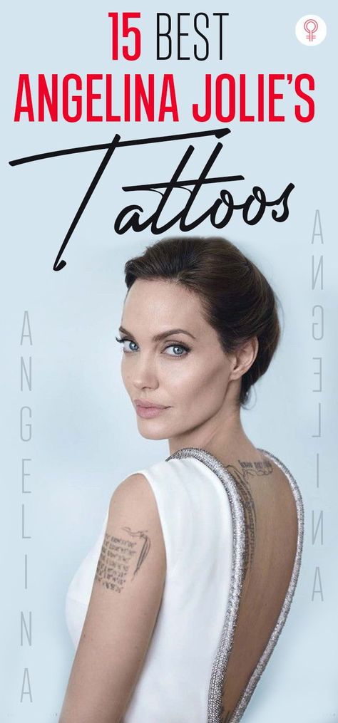 15 Best Angelina Jolie’s Tattoos : Each of her tattoos is unique, carries a deep message from her past or present life, and portrays the person she is. She has opted for cover-ups and getting new tattoos done to suit her personality and lifestyle. Here are some interesting tattoos that will surely inspire you to get inked next. #celebrities #tattoos #angelinajolie Angelina Jolie Tattoo Meaning, Anjelina Jolli Tattoos, Tattoos Of Celebrities, Celebrity With Tattoos, Celebrity Tattoos Women Classy, Celebrities Tattoos Women, Famous Tattoos Celebrities, Tattoo Movie Inspired, Freedom Tattoo For Women Inspiration