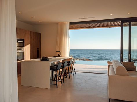 Sea Villa Beach Houses, Home With Beach View, Modern House Sea View, Houses Near The Sea, House Beside The Sea, Beach View From House, House By The Sea Interior, Sea View Kitchen, Modern House By The Sea