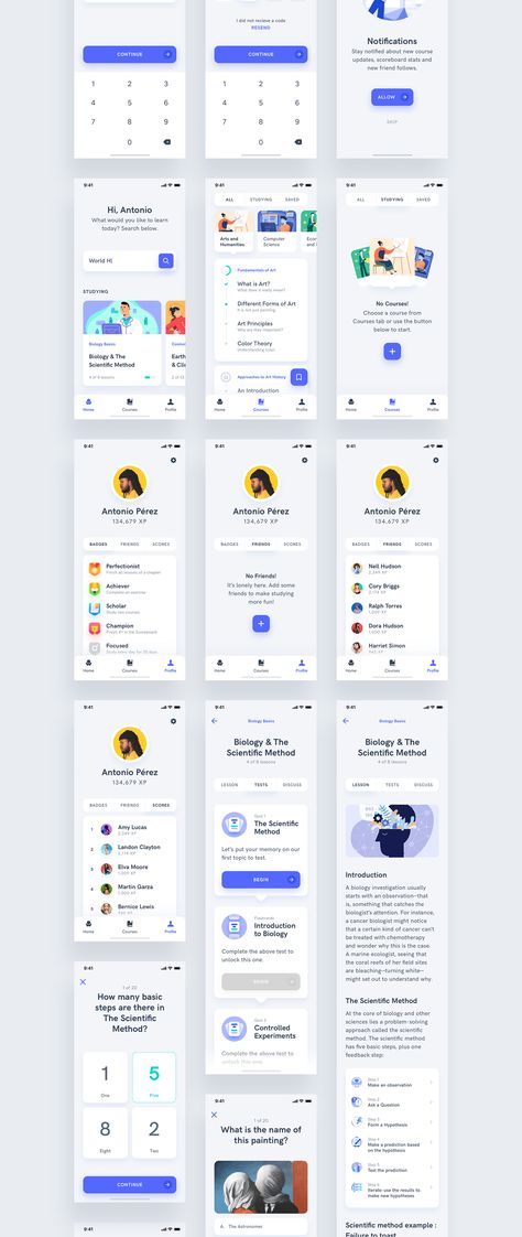 Estudio - Educational Mobile App UI Kit on Behance Application Ui Design, Flow App, Education Application, Theme Dark, Mobile Application Design, Studio App, Desain Ui, Mobile App Design Inspiration, App Interface Design