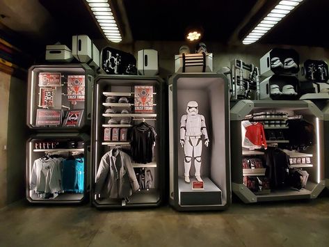 SWGE GUIDE: Inside ‘First Order Cargo’ at Star Wars: Galaxy’s Edge in Disneyland | MouseInfo.com Star Wars Furniture, Star Wars Man Cave, Black Spire Outpost, Star Wars Room Decor, Nerd Room, Star Wars Room, Star Wars Galaxy, At Home Movie Theater, Cargo Storage