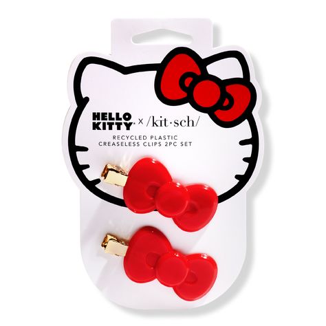 Hello Kitty x Kitsch Creaseless Clips - HELLO KITTY X KITSCH CREASELESS CLP 2CTFeaturesGet ready for the day (or bedtime) with satin pillowcases and heatless curlers that will primp and protect your strands, plus adorable hair accessories that put the "fun" in functional.IncludesSet of 2 creaseless hair clips with iconic Hello Kitty bowsIncludes 2 regular-sized clips in red (holds hair back during makeup application)CompositionMade with recycled materials - these clips are gentle on your hair & Creaseless Clips, Creaseless Hair Clips, Hello Kitty Hair, Heatless Curlers, The Beauty Chef, Hello Kitty Bow, Sugarpill Cosmetics, Lip Primer, How To Clean Makeup Brushes