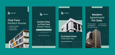 Free Vector | Real estate instagram stories template design Architecture Instagram Post Design, Instagram Post Real Estate, Architecture Instagram Post, Real Estate Graphic Design, Real Estate Stories, Real Estate Instagram Stories, Real Estate Story, Insta Story Template, Real Estate Banner