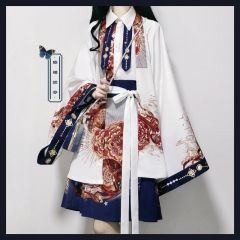 Ode to Pipa Hanfu Style Qi Lolita Blouse, Skirt and Haori Hanfu Style, Shopping Link, Japanese Clothing, Clothing Design Sketches, Old Fashion Dresses, Blouse Skirt, Asian Outfits, Japanese Outfits, Kawaii Clothes