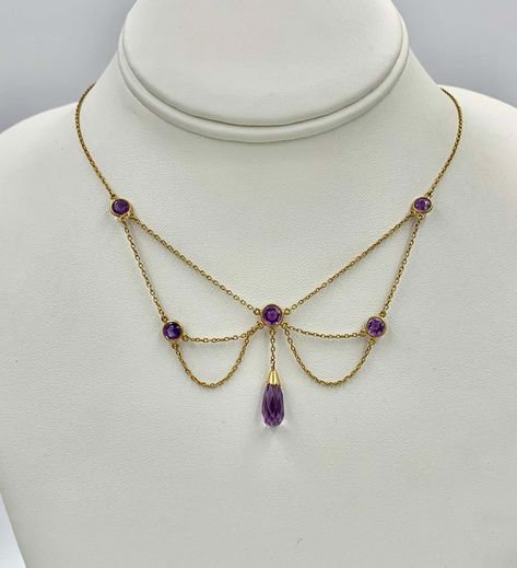 Siberian Amethyst, Victorian Pendant Necklace, Purple Queen, Outfit Boards, Briolette Necklace, Festoon Necklace, Gold Drop Necklace, Diamond Drop Necklace, Victorian Pendants