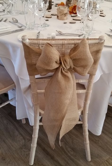 Hessian Chair Sash, Rustic Wedding Chair Decor, Hessian Wedding Ideas, Burlap Aisle Runner Wedding, Jute Decor, Jute Wedding, Bridal Shower Chair, Burlap Chair Sashes, Hessian Wedding