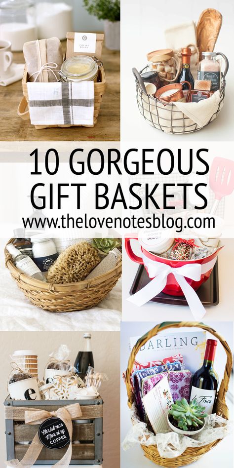 Here are 10 gorgeous gift baskets you can put together yourself. These themed baskets can make the perfect gift for holidays, birthdays, or any occasion. Holiday Mason Jar, Christmas Gift Basket Ideas, Diy Gift Baskets, Mason Jar Gifts, Christmas Gift Basket, Cadeau Diy, Happy Gifts, Gift Basket Ideas, Mom Christmas