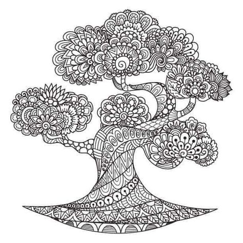 Tree Zentangle, Forest Coloring Book, Tree Coloring Page, Vector Trees, Flower Coloring Pages, Mandala Coloring Pages, Mandala Drawing, Animal Coloring Pages, Mandala Coloring