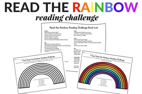 Take the Read the Rainbow Reading Challenge with these rainbow themed books and tracking sheet. Read The Rainbow, Rainbow Literacy Activities, Planting A Rainbow Book Activities, Rainbow Reading Challenge, Reading Rainbow Birthday Party, Read A Thon, Family Literacy Night, Circle Time Songs, Family Literacy